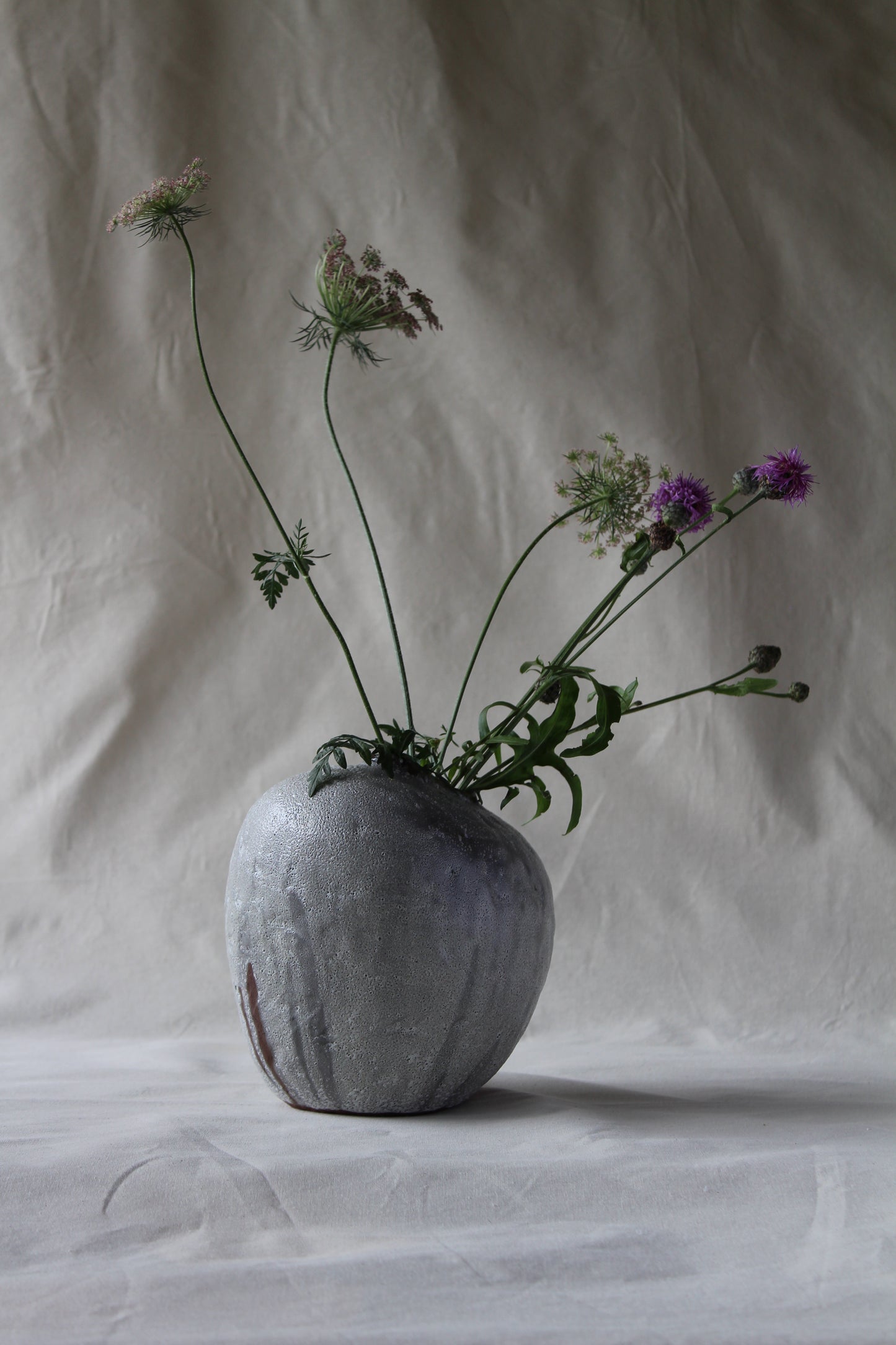 White sculptural stoneware vase