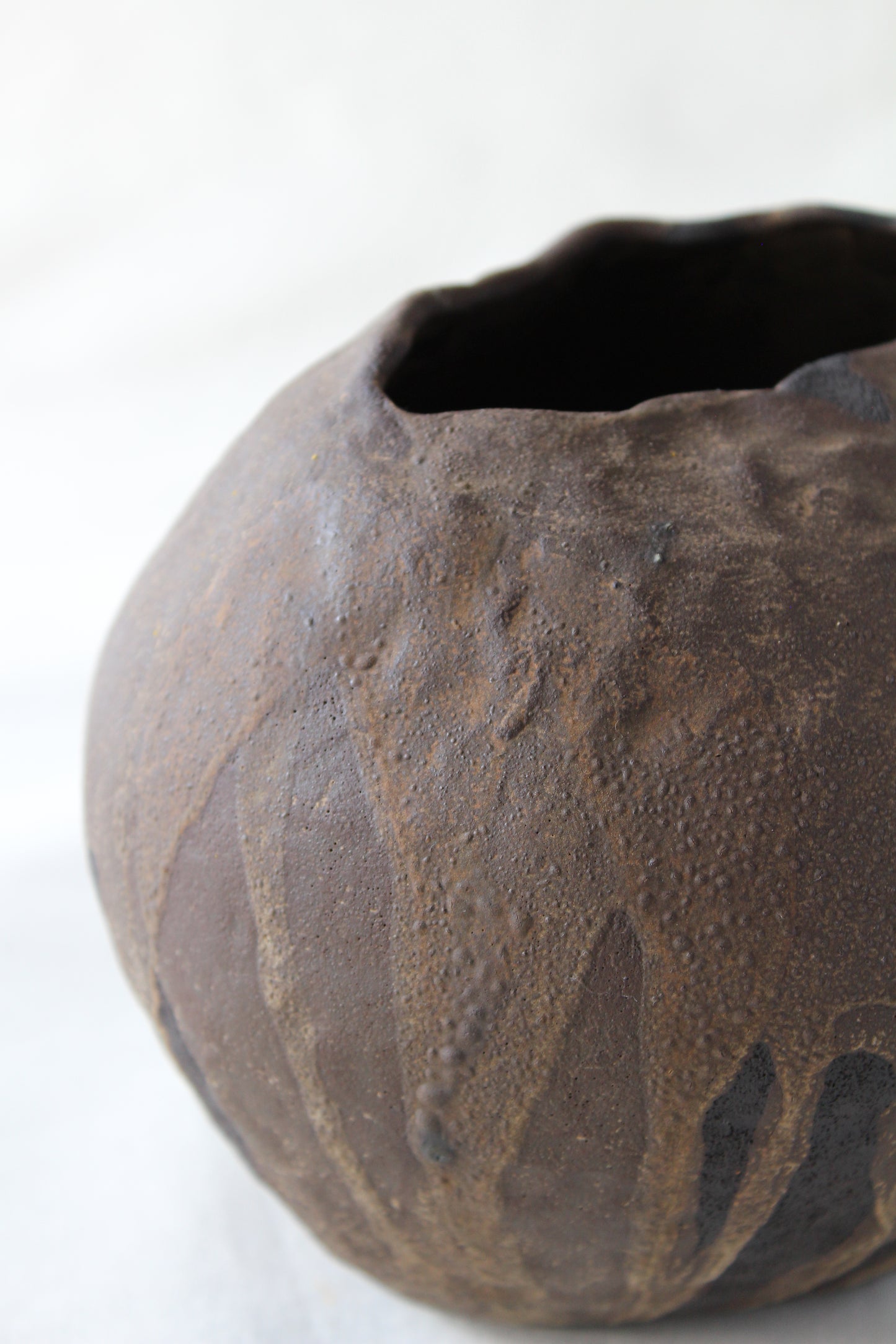 Black sculptural stoneware vase